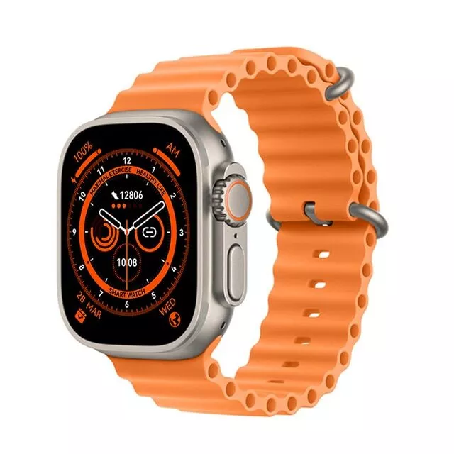 Ceas Smartwatch XK Fitness Ultra Plus cu Functii monitorizare sanatate, Memento sedentar, Senzor puls, Pedometru, Notificari, Contacte, Portocaliu