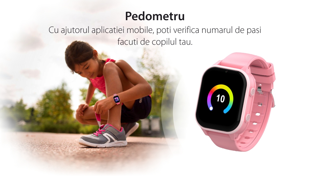 Ceas Smartwatch Pentru Copii Wonlex CT19 cu Functie telefon, Localizare GPS, Pedometru, Apel Video, Jocuri, Negru