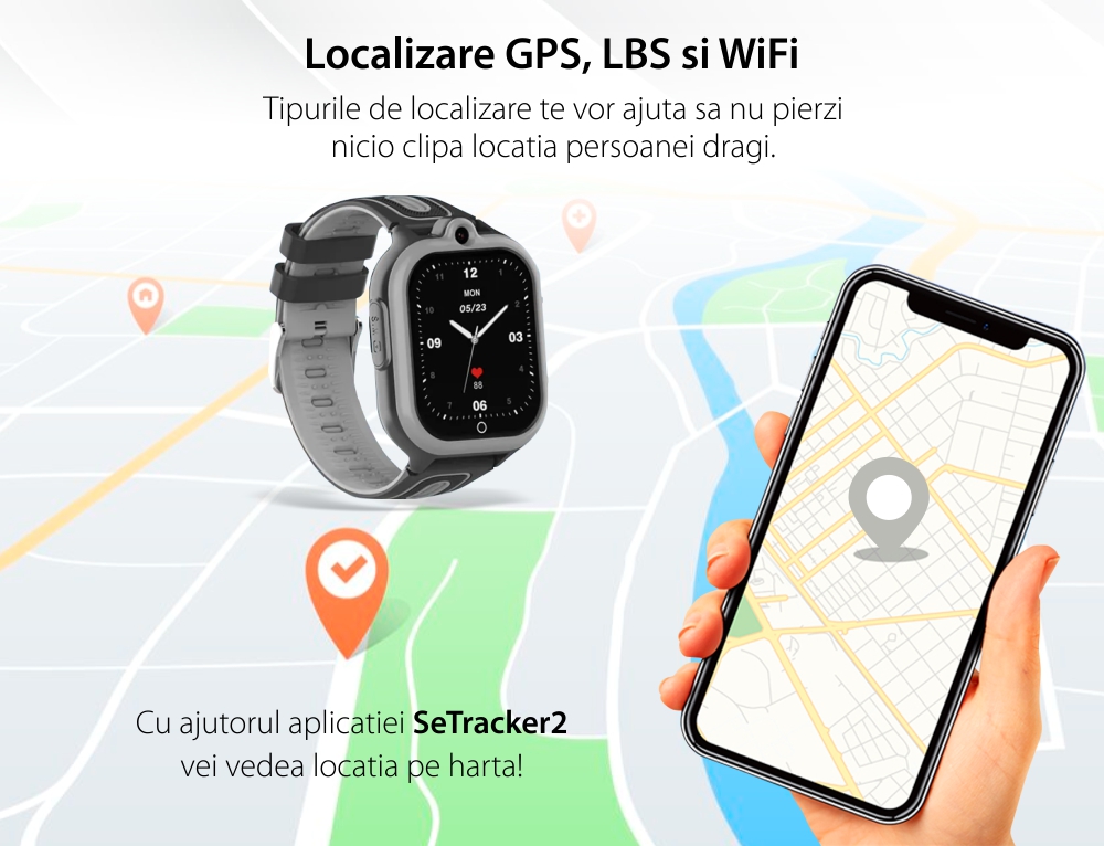 Ceas Smartwatch Pentru Copii Wonlex Wonlex KT29 cu Functie Telefon, Contacte, Wi-Fi, Bluetooth, Istoric apeluri, Camera, 4G, Negru