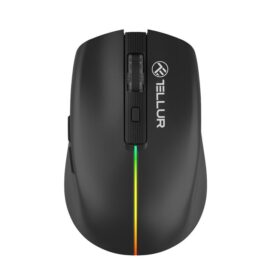 Mouse Wireless Tellur, Silent Click, Plug and Play, 6 Butoane, Negru