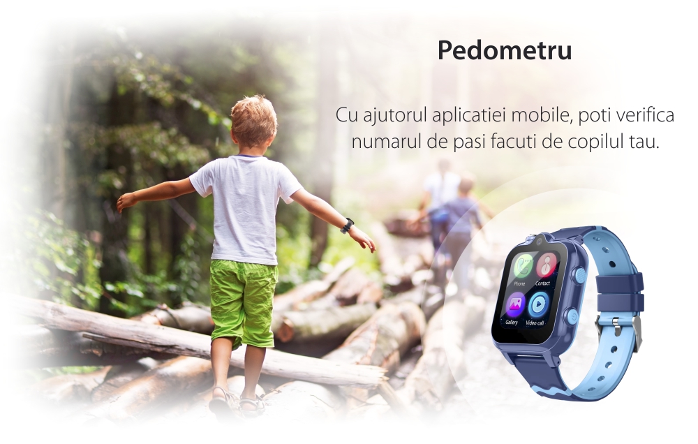 Ceas Smartwatch Pentru Copii Wonlex KT18 Pro cu Functie Telefon, 2 camere, Localizare, Apel video, Istoric, Magazin aplicatii, Albastru