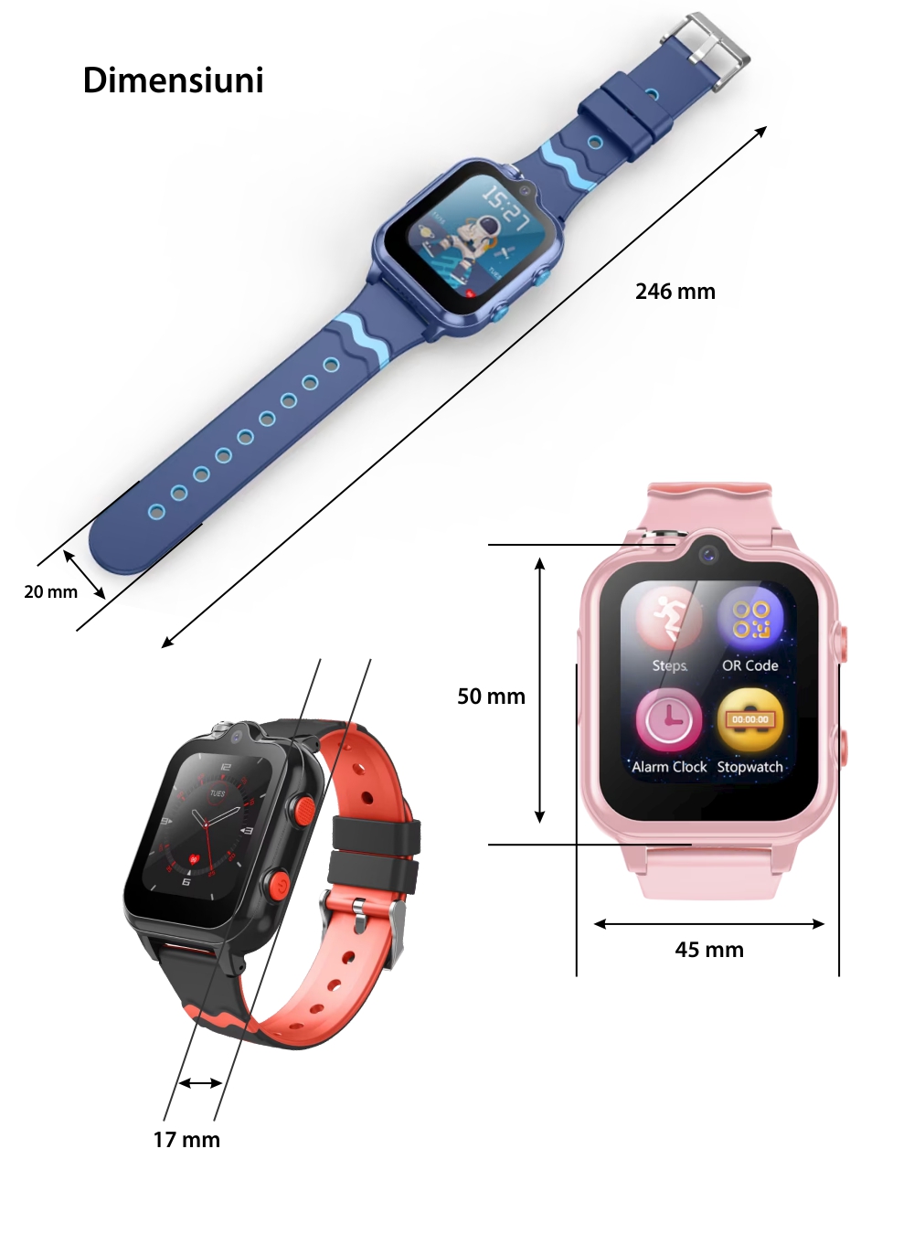 Ceas Smartwatch Pentru Copii Wonlex KT18 Pro cu Functie Telefon, 2 camere, Localizare, Apel video, Istoric, Magazin aplicatii, Albastru