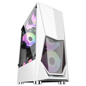 1-Carcasa 1stPLAYER Gaming DK-3, RGB, Mid-Tower, fara sursa, culoare alba