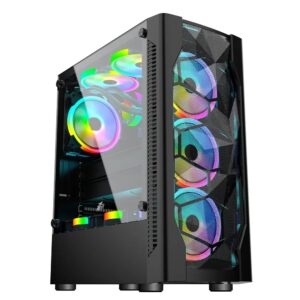 1-Carcasa 1stPLAYER Gaming DK-D4, RGB, Mid-Tower, fara sursa, culoare neagra