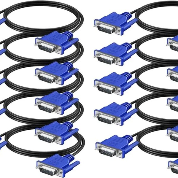 Set 10 bucati Cablu VGA 1,8m pentru monitor, dublu ecranat, bobine antiparaziti