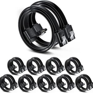 1-Set 20 cabluri AWM, SATA III, 6.0 Gbps, 40 cm, Negru