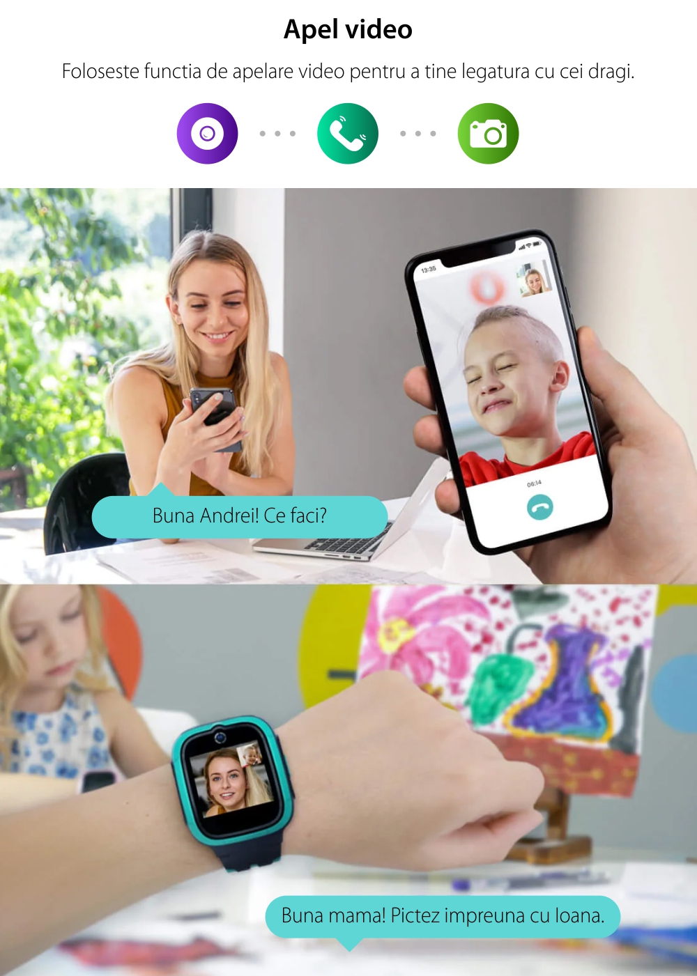 Ceas Smartwatch Pentru Copii LAGENIO K1, Model 2024, Premium, cu Functie Telefon, Autonomie 3 Zile, Conexiune 4G, GPS, Tracker & Control Parental, Roz