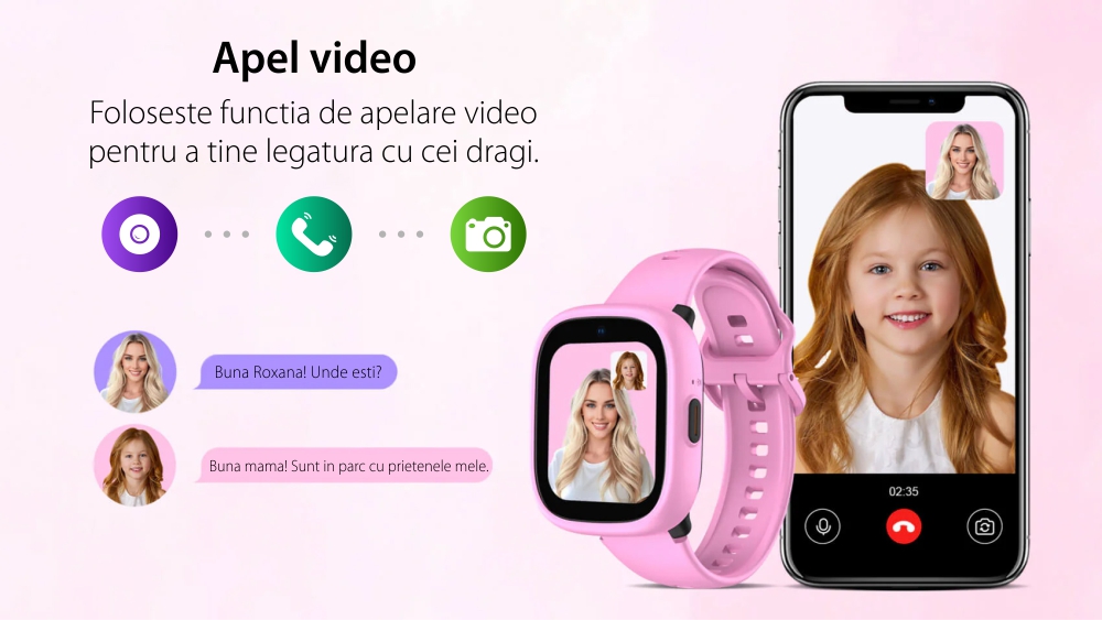 Ceas Smartwatch Pentru Copii LAGENIO K3 cu Functie Telefon, Model 2024, Premium, Monitorizare Sanatate, Conexiune 4G, Albastru