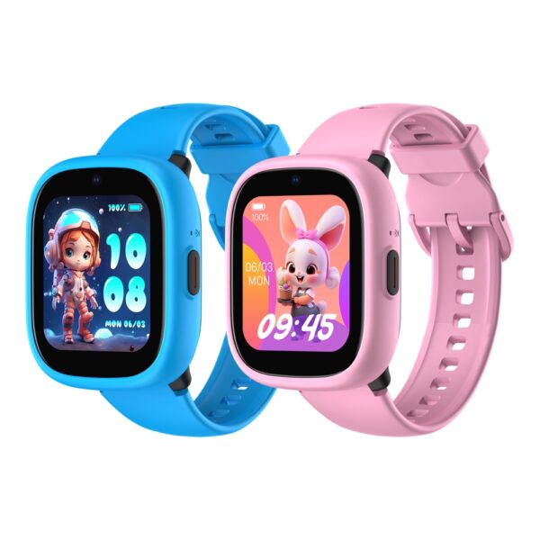 Pachet Promotional 2 Smartwatch-uri Pentru Copii LAGENIO K3, Model 2024, Premium cu Functie Telefon, Monitorizare Sanatate, Conexiune 4G – Roz + Albastru
