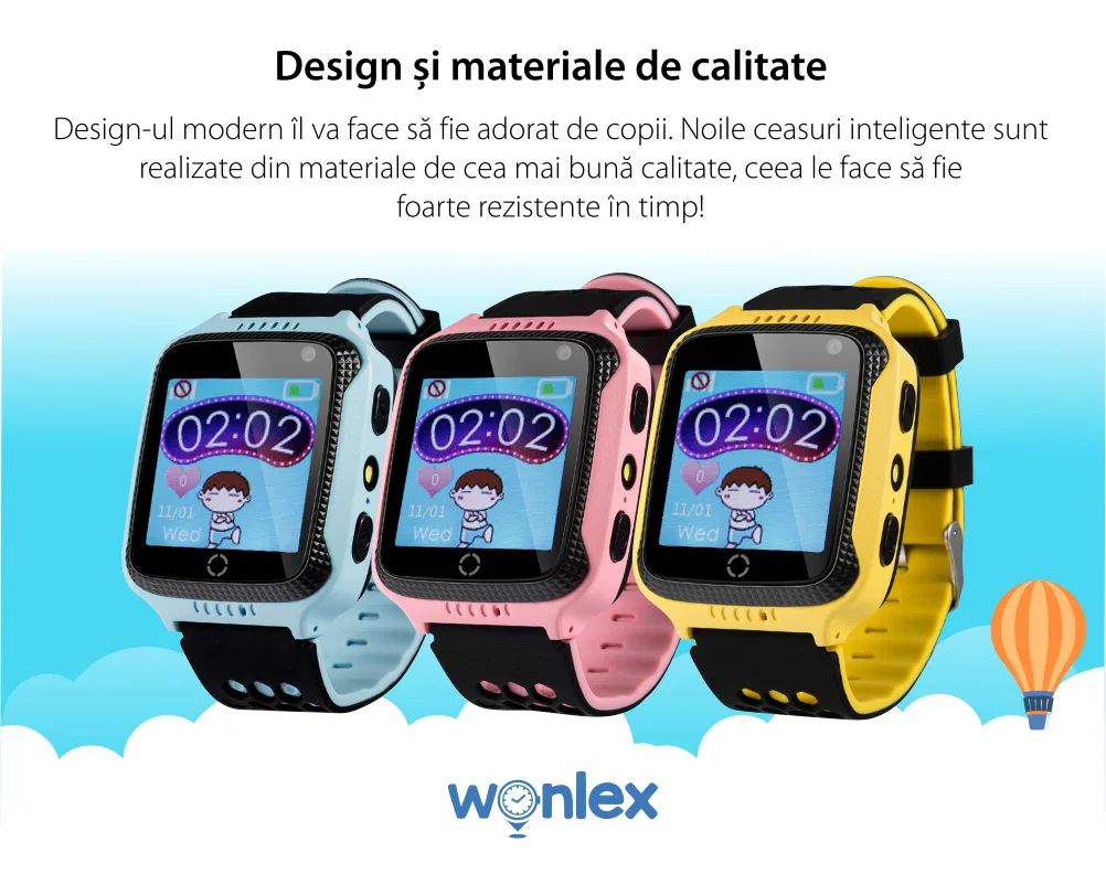 Ceas Smartwatch Pentru Copii Wonlex GW500s cu Functie Telefon, Localizare GPS, Camera, Lanterna, Pedometru, SOS – Roz