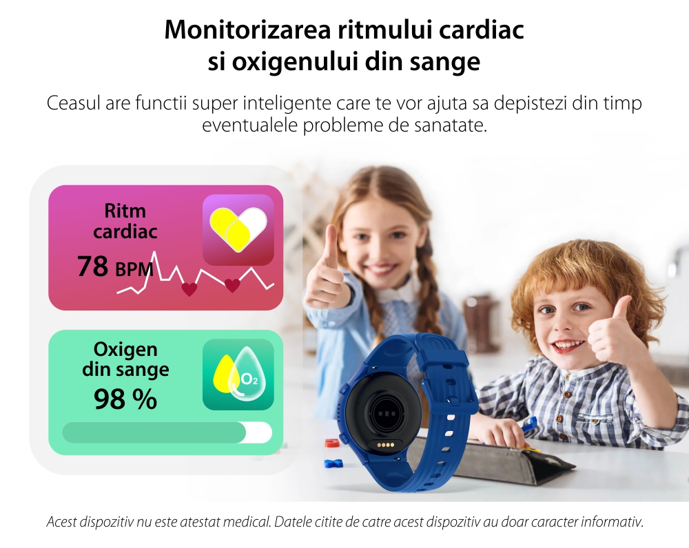 Ceas Smartwatch Pentru Copii LAGENIO K5, Model 2025, Premium 4G cu Functie Telefon, Localizare GPS, Control Parental, Buton SOS, Albastru