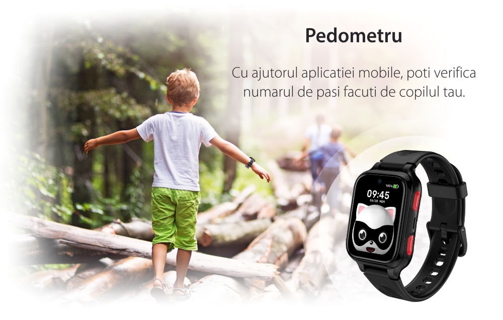 Ceas Smartwatch Pentru Copii LAGENIO K9, Model 2025, Premium 4G cu Functie Telefon & AI, Slim, Localizare GPS, Control Parental, Buton SOS, Mov