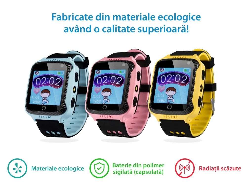 Ceas Smartwatch Pentru Copii Wonlex GW500s cu Functie Telefon, Localizare GPS, Camera, Lanterna, Pedometru, SOS – Roz