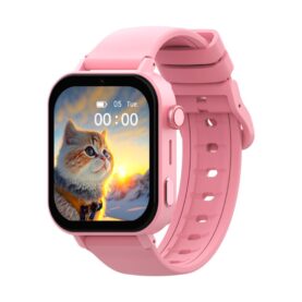 Ceas Smartwatch Pentru Copii Wonlex KT36 cu Functie Telefon, Contacte, Ultra Slim, 4G, e-SIM, Google Play, WhatsApp, model 2025, Roz