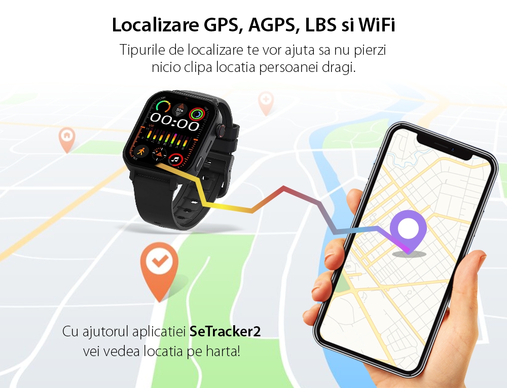 Ceas Smartwatch Pentru Copii Wonlex KT36 cu Functie Telefon, Contacte, Ultra Slim, 4G, e-SIM, Google Play, WhatsApp, model 2025, Albastru