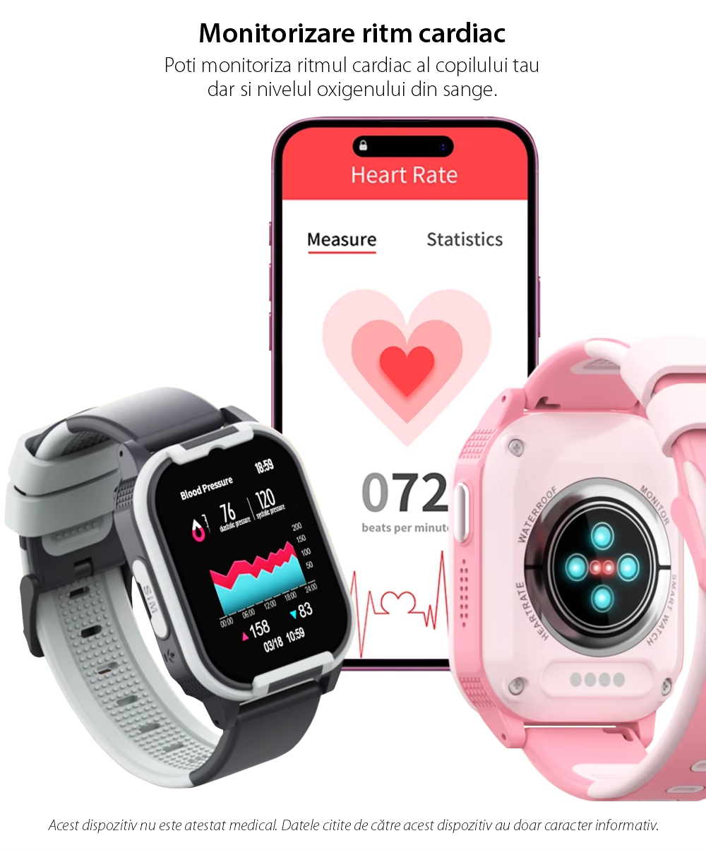 Ceas Smartwatch Pentru Copii Wonlex CT24 Premium Ultra Small, Localizare GPS, Functie telefon, Apel Video, Pedometru, Vibratii, Functii Sanatate, Albastru