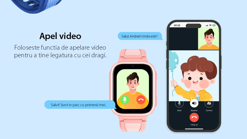 Ceas Smartwatch Pentru Copii LAGENIO K10, Model 2025, Premium 4G cu Functie Telefon & AI, Forma Slim, Localizare GPS, Control Parental, Buton SOS, Pasi, Alarma, Roz